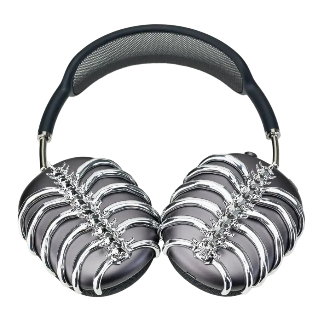 airpods cover, airpods max cover, skeleton, silver, black, xtended identity