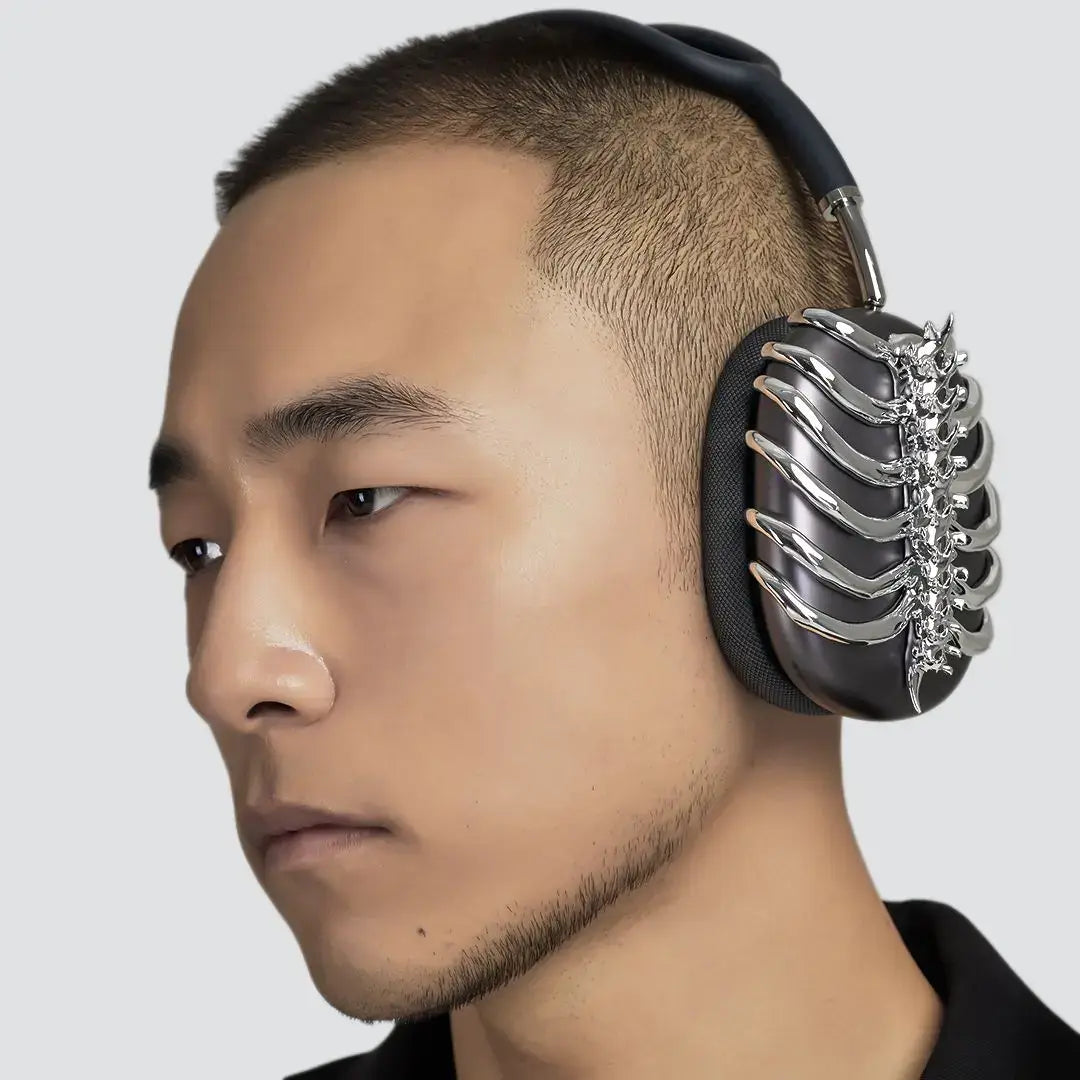 airpods cover, airpods max cover, skeleton, silver, black, xtended identity