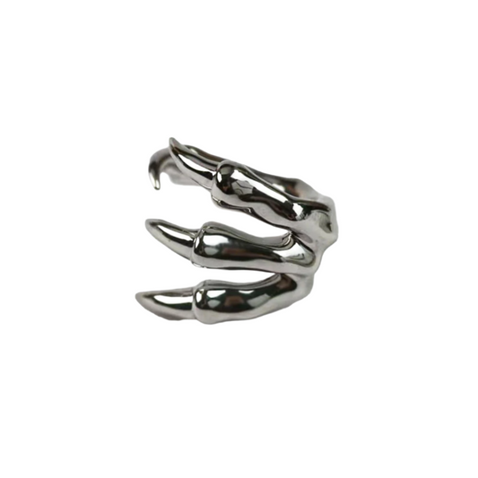 ring, skeleton hand, silver, white, xtended identity