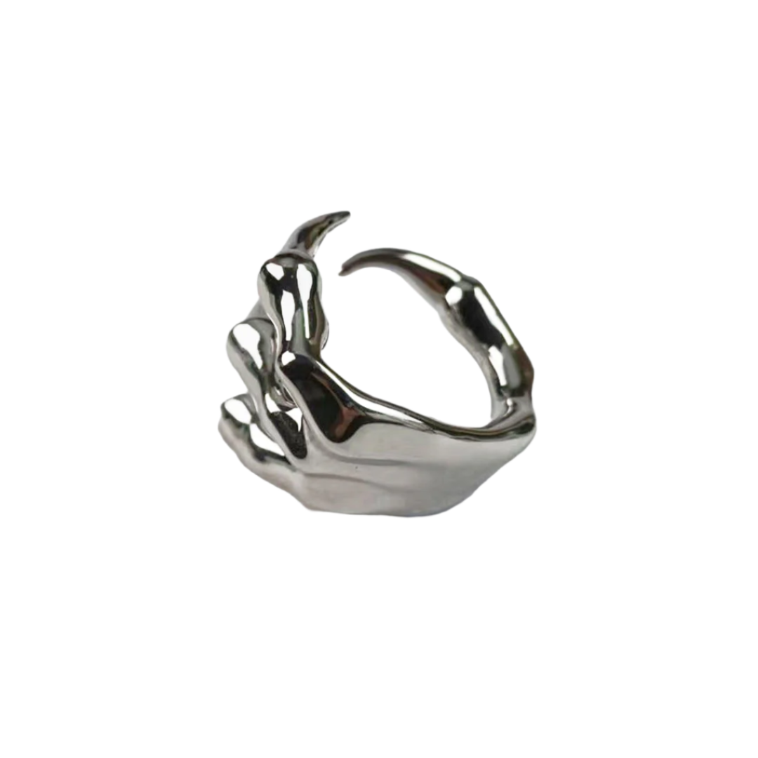 ring, skeleton hand, silver, white, xtended identity