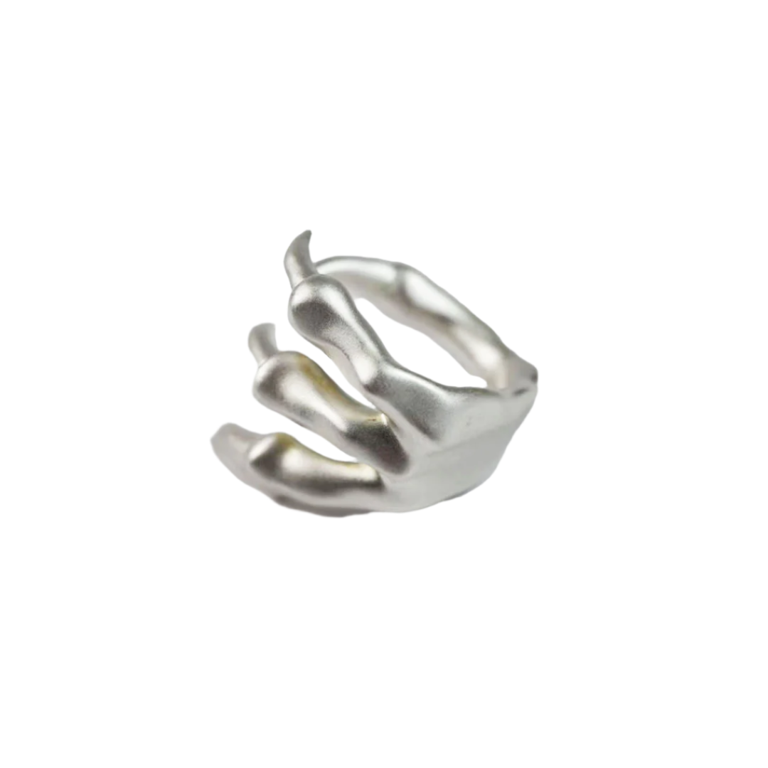 ring, skeleton hand, silver, white, xtended identity
