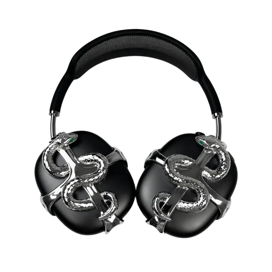 airpods cover, airpods max cover, snake, silver, gold, xtended identity