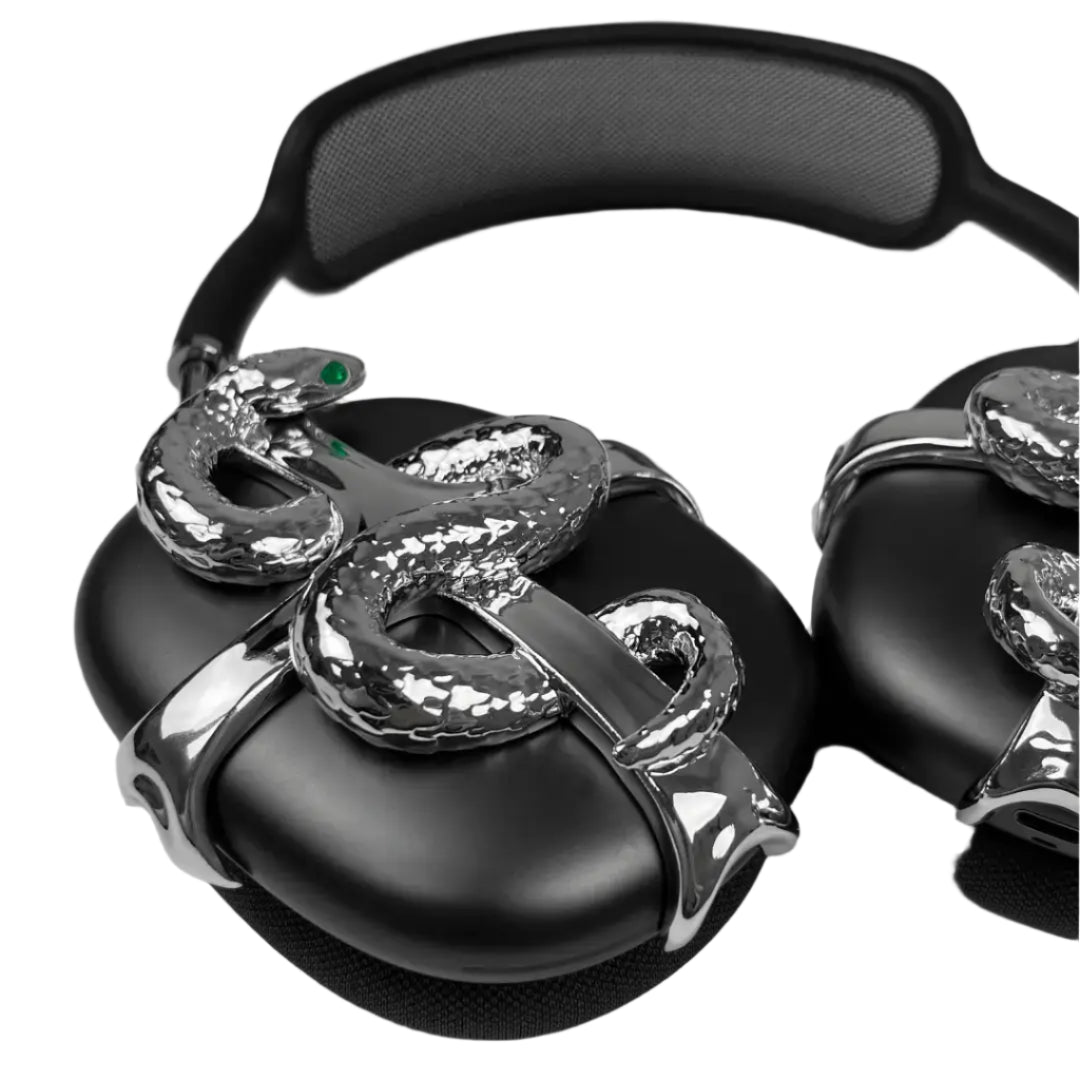 airpods cover, airpods max cover, snake, silver, gold, xtended identity