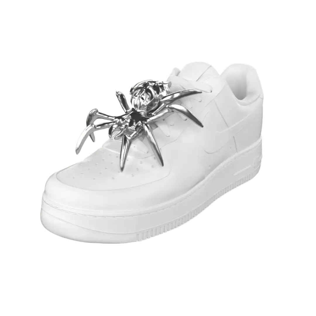 shoe jewelry, spider, silver, xtended identity