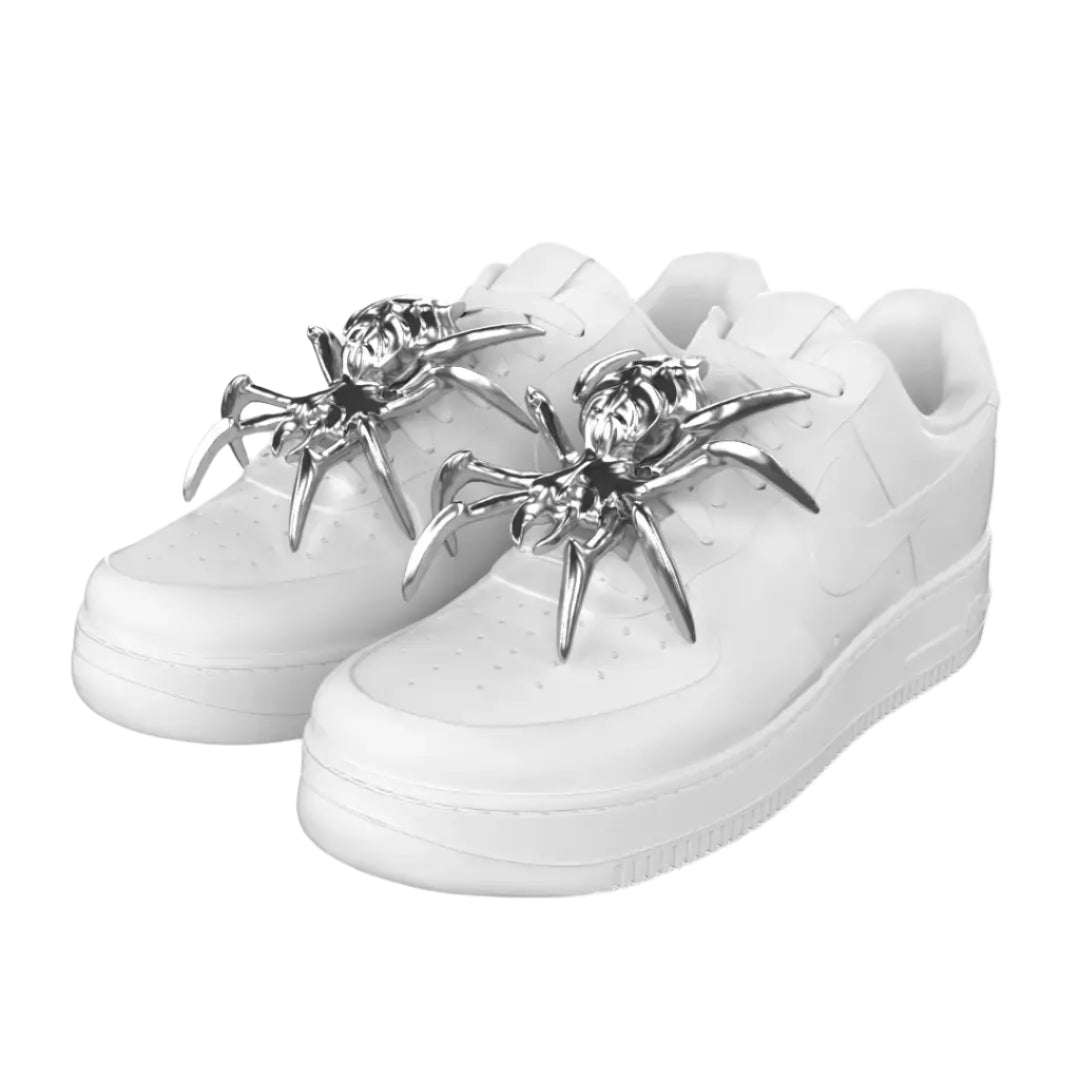 shoe jewelry, spider, silver, xtended identity