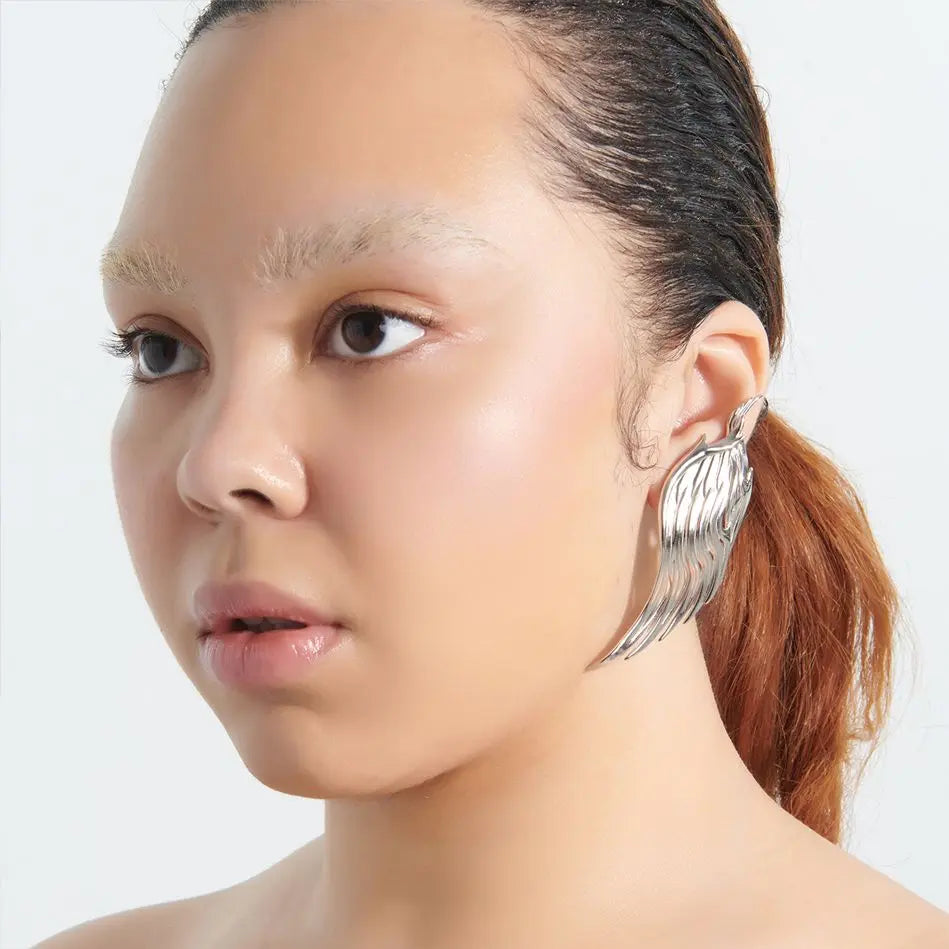 earrings, wing, silver, xtended identity
