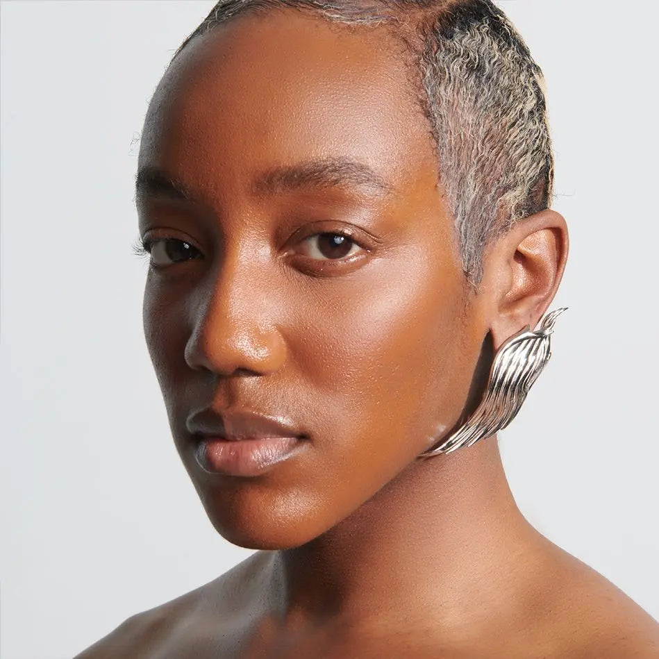 earrings, wing, silver, xtended identity