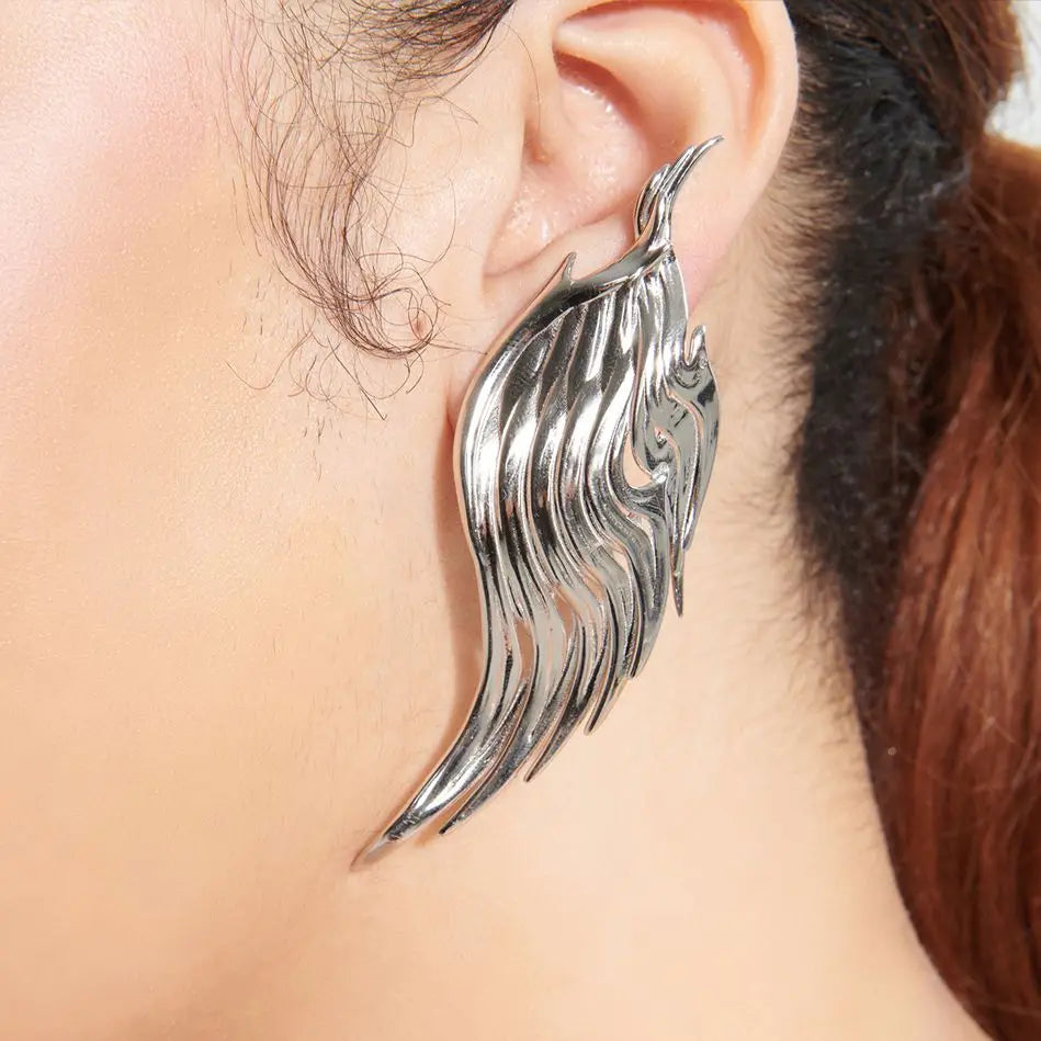 earrings, wing, silver, xtended identity